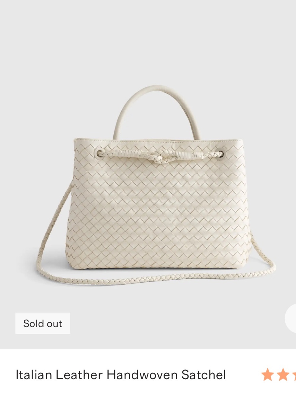 Quince Woven leather Satchel Small in Bone - Sold Out